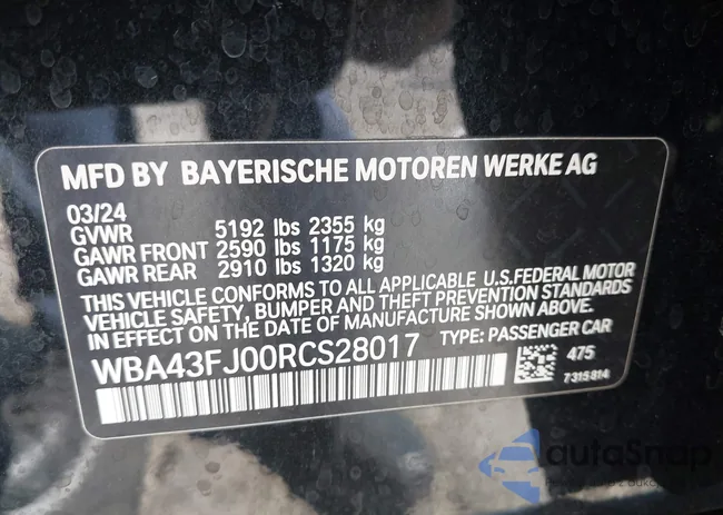 WBA43FJ00RCS28017: 42801926