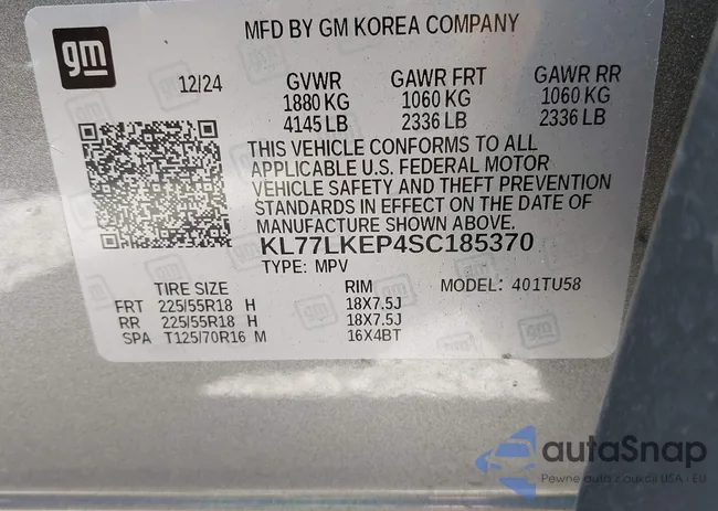 KL77LKEP4SC185370: 42803027