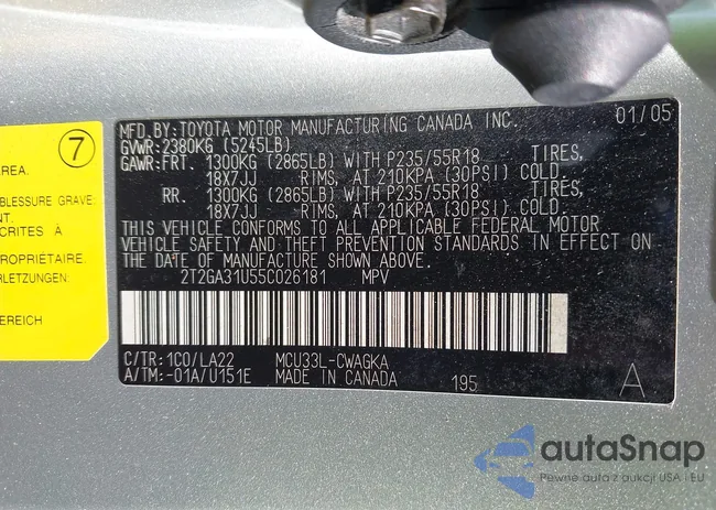 2T2GA31U55C026181: 42803053