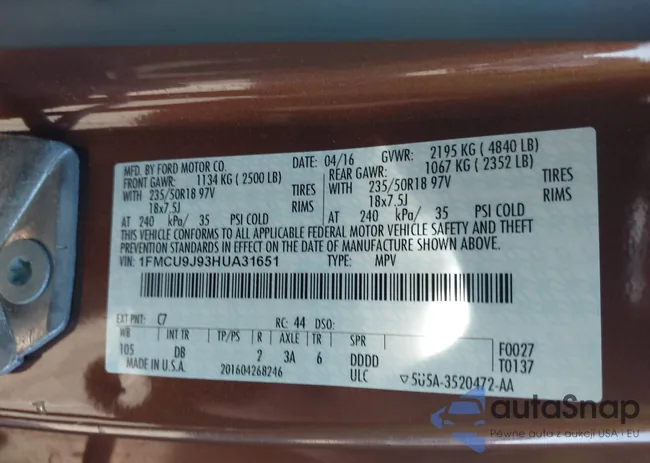 1FMCU9J93HUA31651: 42803149