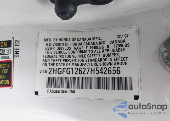 2HGFG12627H542656: 42803181