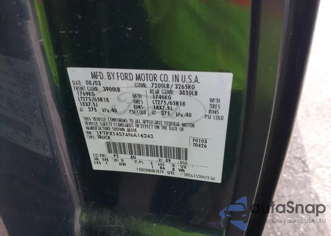 1FTPX14574NA16243: 42803383