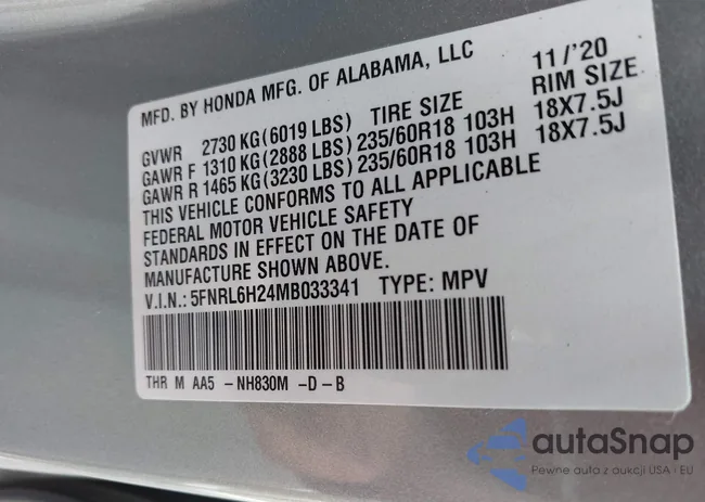 5FNRL6H24MB033341: 42803394