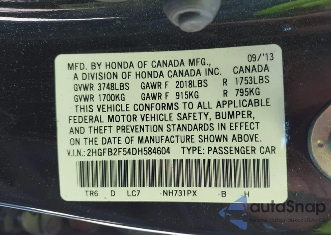 2HGFB2F54DH584604: 42803465