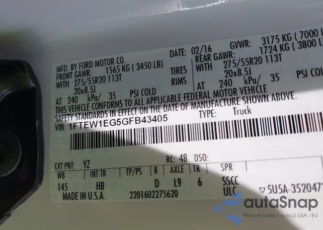 1FTEW1EG5GFB43405: 42803507