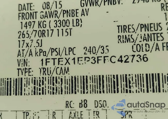 1FTEX1EP3FFC42736: 42803521