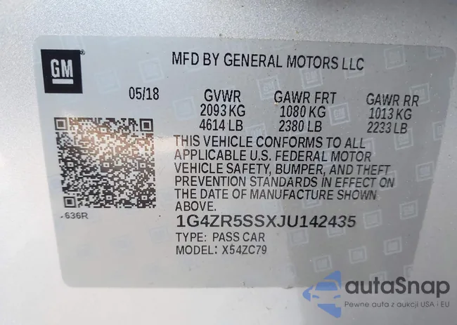 1G4ZR5SSXJU142435: 42803547