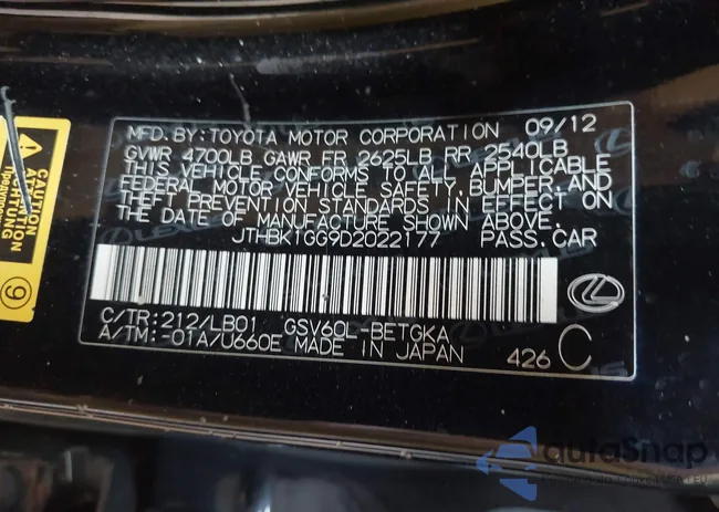 JTHBK1GG9D2022177: 42802569