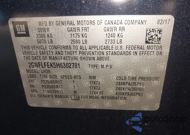 2GNFLFEK5H6302781: 42802666