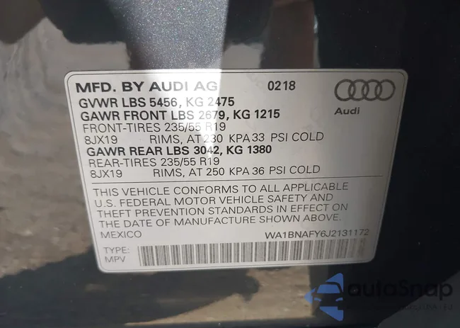 WA1BNAFY6J2131172: 42802908