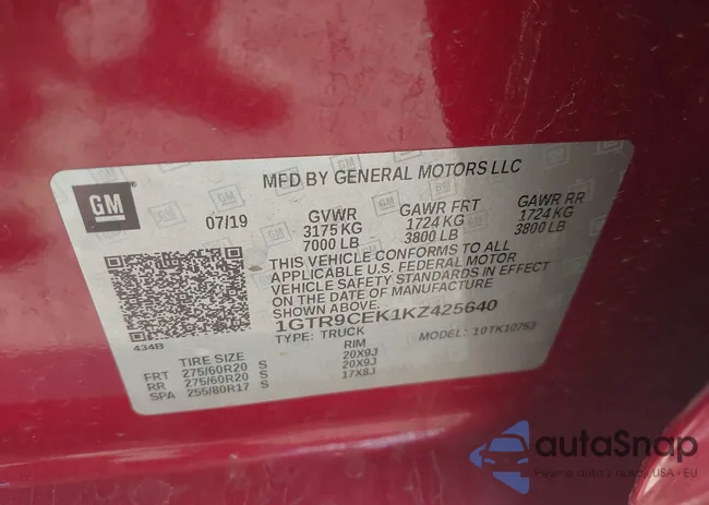 1GTR9CEK1KZ425640: 42804130