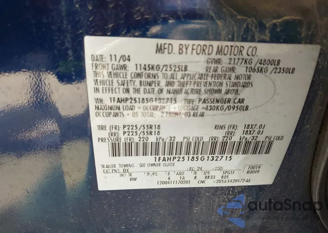 1FAHP25185G132715: 42804193