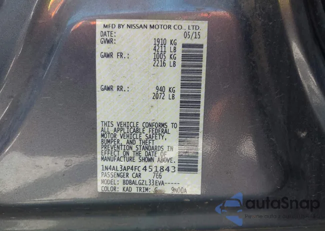 1N4AL3AP4FC451843: 42804245