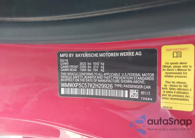 WMWXP5C57K2H29926: 42804261