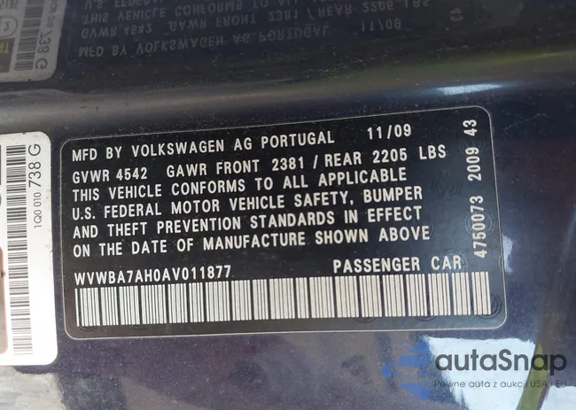 WVWBA7AH0AV011877: 42804302