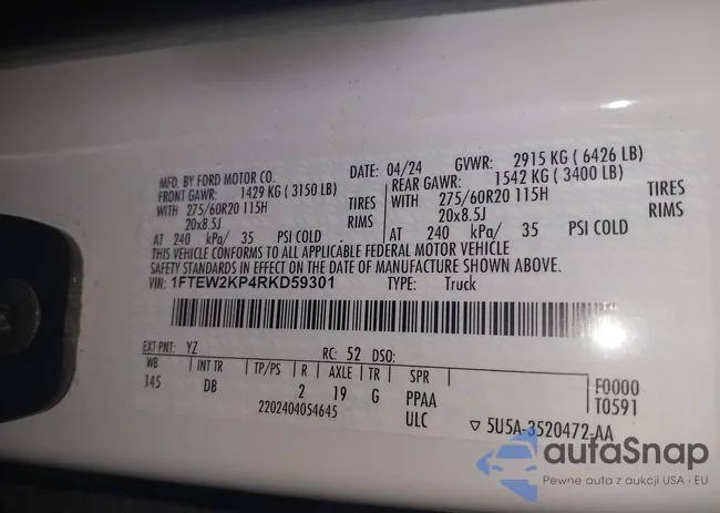 1FTEW2KP4RKD59301: 42804328