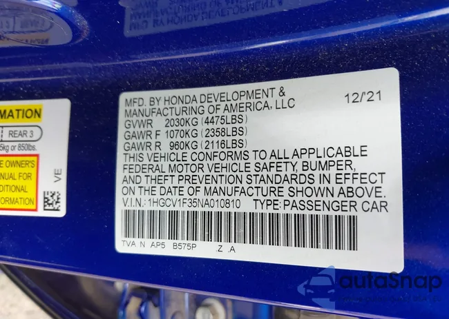 1HGCV1F35NA010810: 42804365