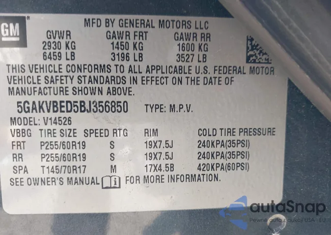 5GAKVBED5BJ356850: 42804561