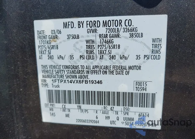 1FTPX14VX6FB19346: 42803907