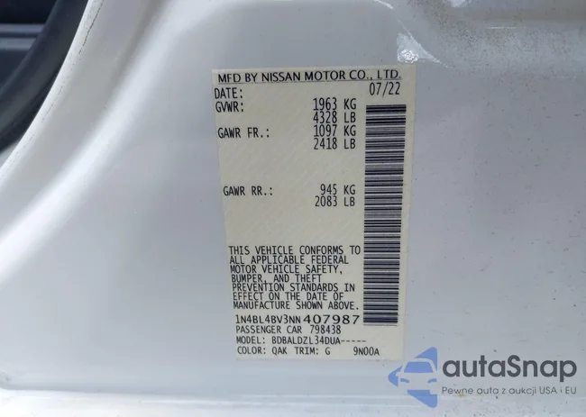 1N4BL4BV3NN407987: 42805213