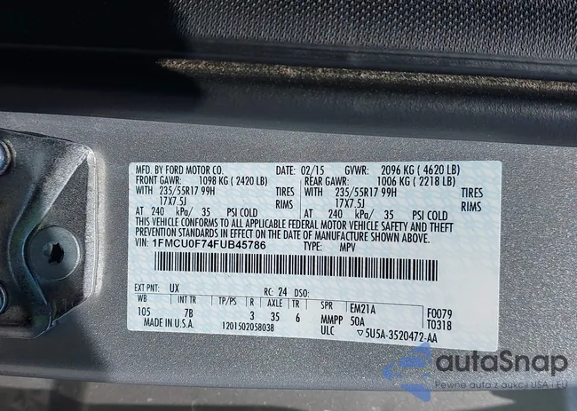 1FMCU0F74FUB45786: 42805251