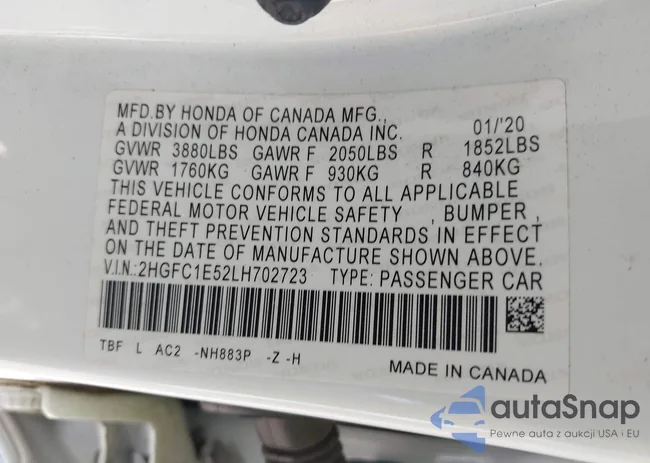 2HGFC1E52LH702723: 42805265