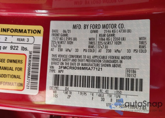 3FMCR9D98MRA77121: 42805366