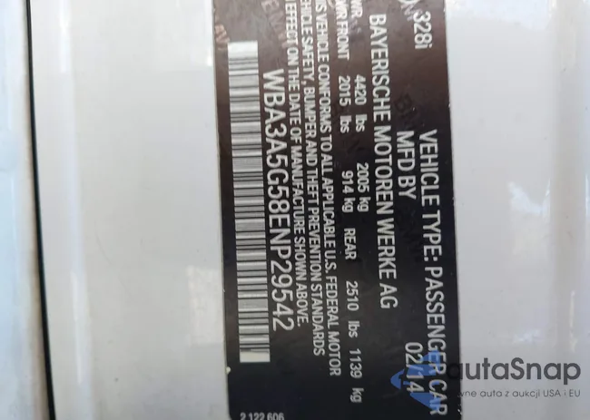 WBA3A5G58ENP29542: 42805421