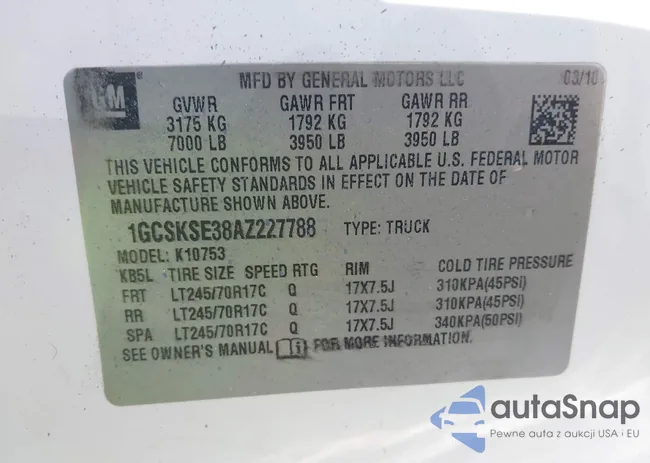 1GCSKSE38AZ227788: 42805464