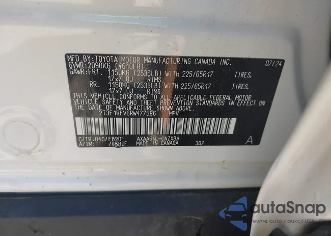 2T3F1RFV6RW477586: 42805465