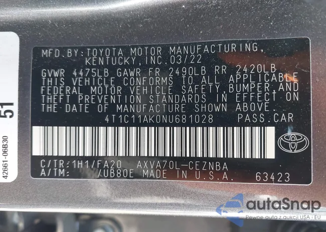 4T1C11AK0NU681028: 42804595