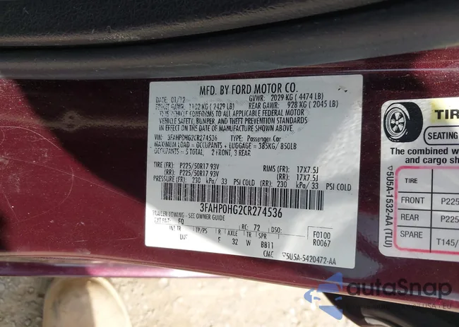 3FAHP0HG2CR274536: 42806039