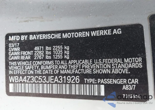 WBA4Z3C53JEA31926: 42806083
