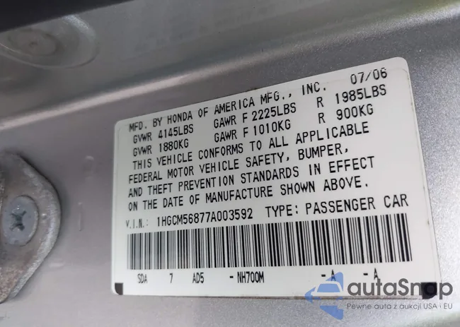 1HGCM56877A003592: 42806181