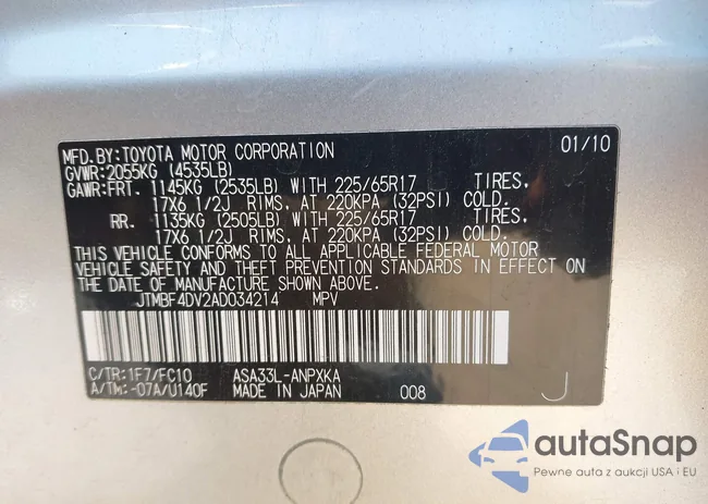 JTMBF4DV2AD034214: 42806329