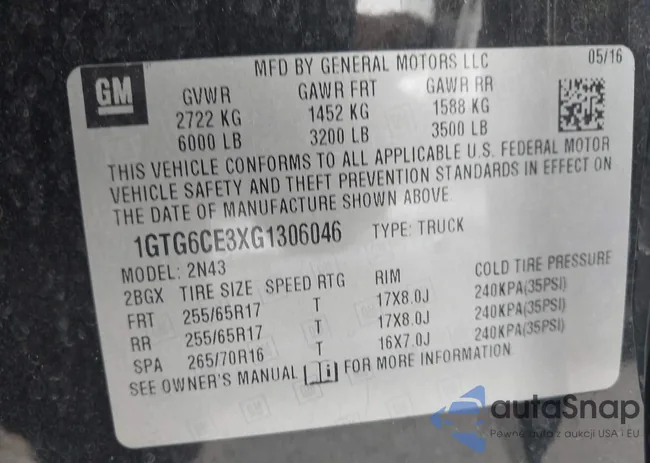 1GTG6CE3XG1306046: 42806472