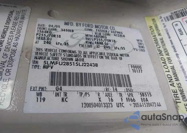 5LMFU28515LJ22438: 42805614