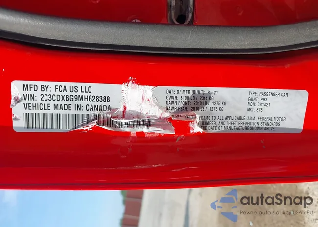 2C3CDXBG9MH628388: 42805892