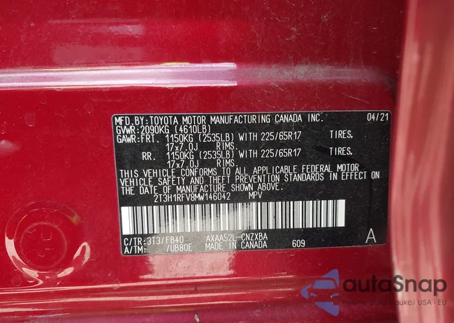 2T3H1RFV8MW146042: 42805905