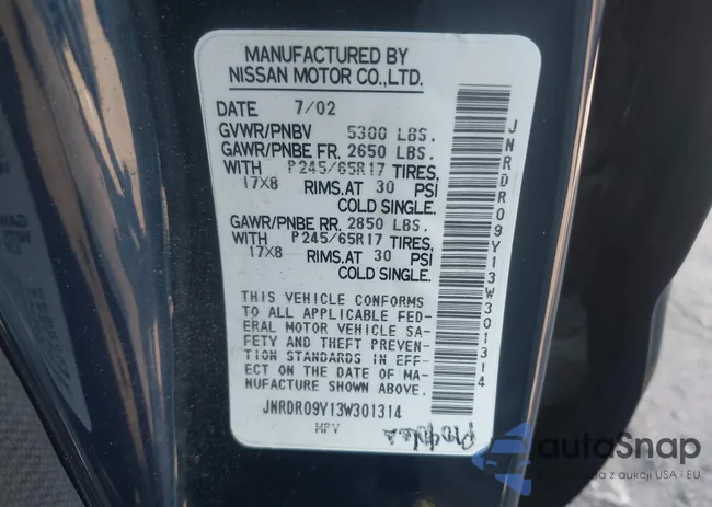 JNRDR09Y13W301314: 42805961