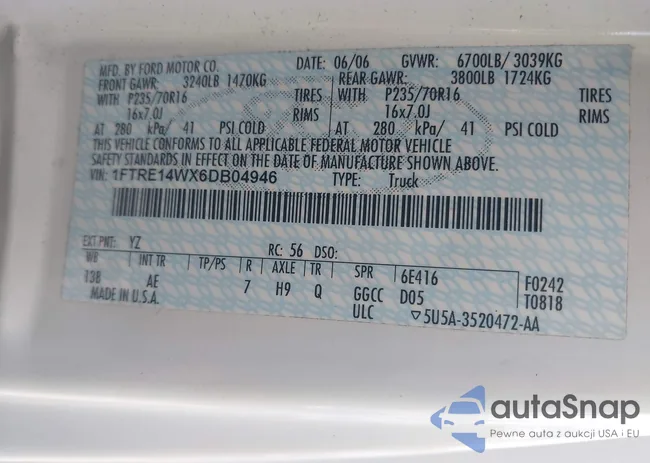 1FTRE14WX6DB04946: 42807000