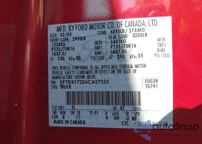 2FTRX17204CA57555: 42807013