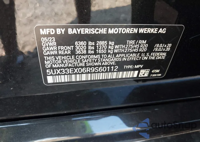 5UX33EX06R9S60112: 42807099