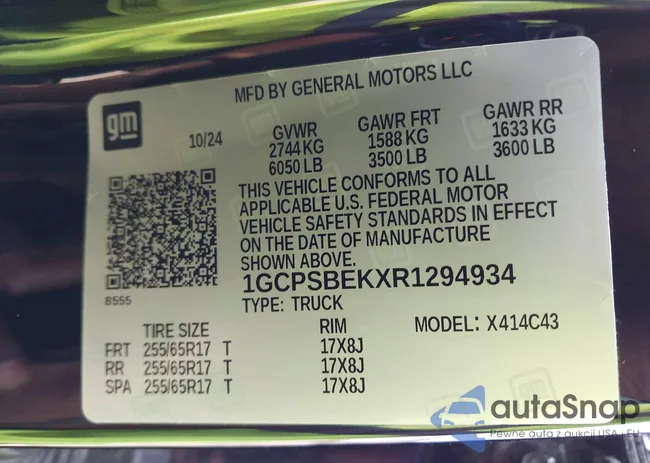 1GCPSBEKXR1294934: 42807165