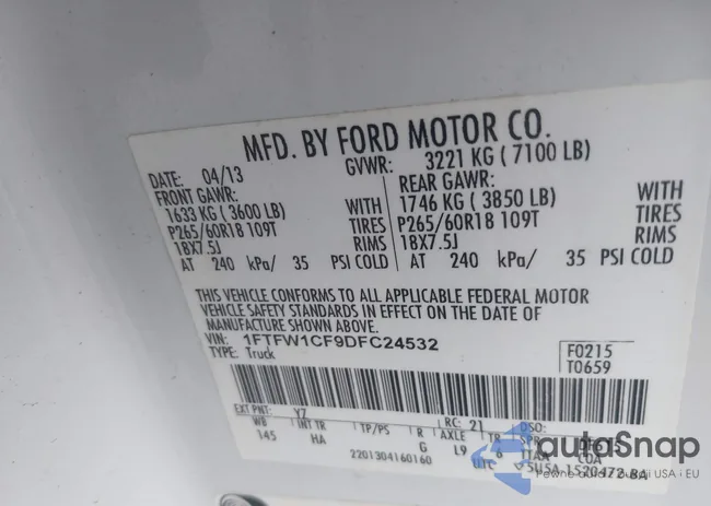 1FTFW1CF9DFC24532: 42807230