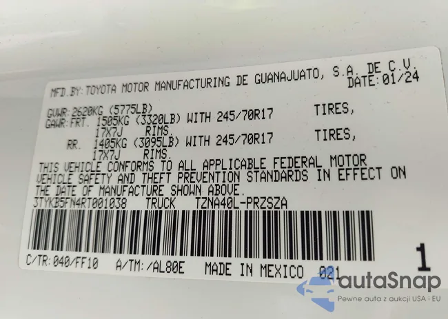 3TYKB5FN4RT001038: 42807438