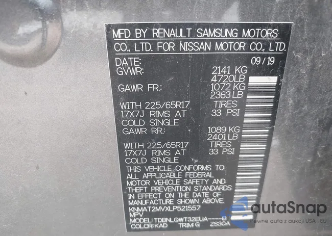 KNMAT2MVXLP521557: 42807474