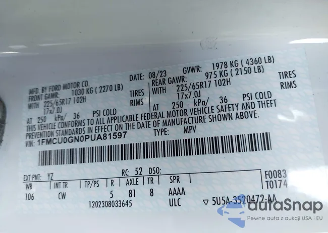 1FMCU0GN0PUA81597: 42806734