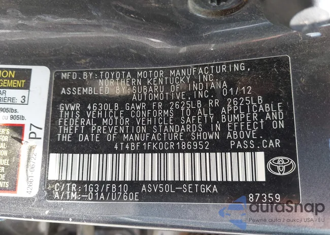 4T4BF1FK0CR186952: 42806796