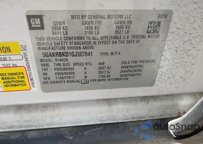 5GAKRBKD1GJ307841: 42806818